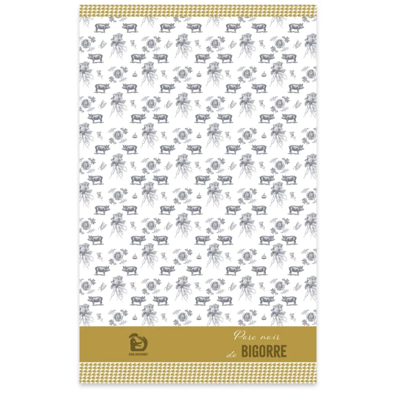 Torchon Porc noir de Bigorre ocre et gris foncé